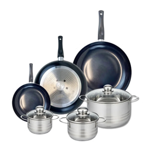 Ensemble de 3 Poêles de cuisson 20, 28 et 32 cm et 3 faitouts 12, 14 et 20 cm Elo Prima Brillant