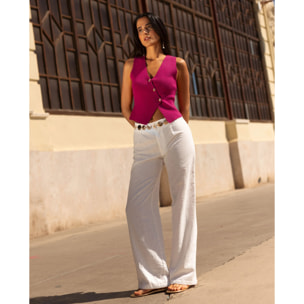 Chaleco de mujer crop con cierre cruzado y escote pico