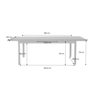 Table de jardin extensible aluminium 8 places SORIA