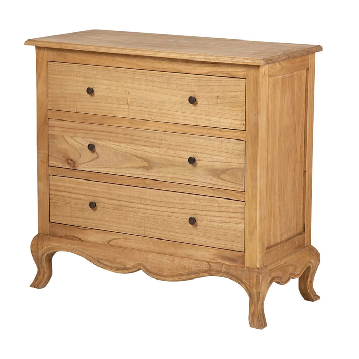 Comoda 3 Cajones Madera Mindi Marron 90x40x85 Cm