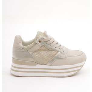 SNEAKERS CHOCOLA' TESSUTO RETE BEIGE