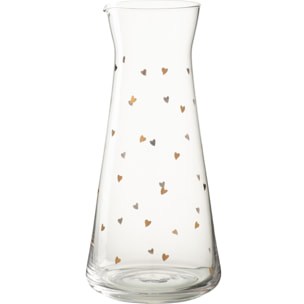 J-Line carafe Coeur - verre - transparant/or