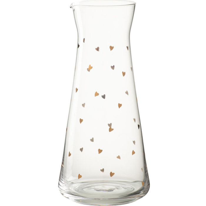 J-Line carafe Coeur - verre - transparant/or