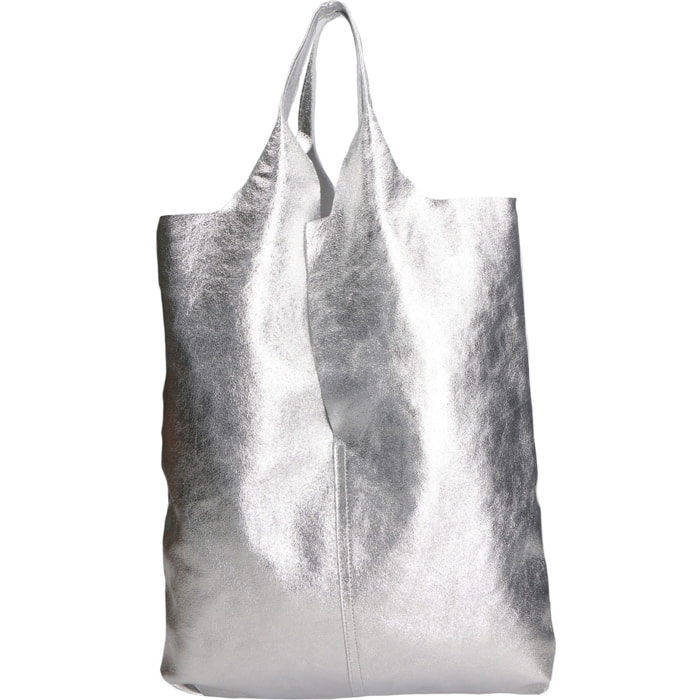 Borsa a spalla da donna - Modello Argenta - Pelle laminata - 44.0 x 38.0 x 3.0 cm