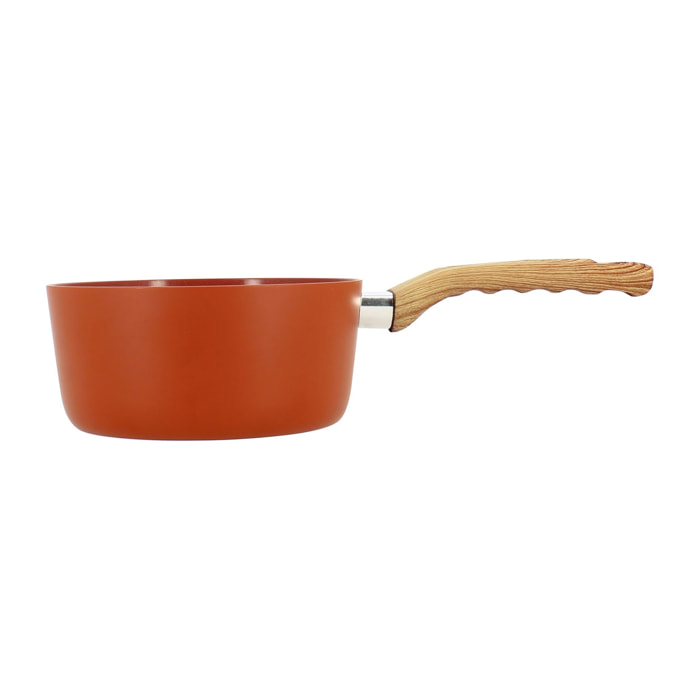 Casserole 18cm en aluminium recyclé brique - tous feux COLORAMA