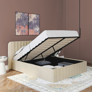 Lit coffre Valentina 140x190cm velours beige