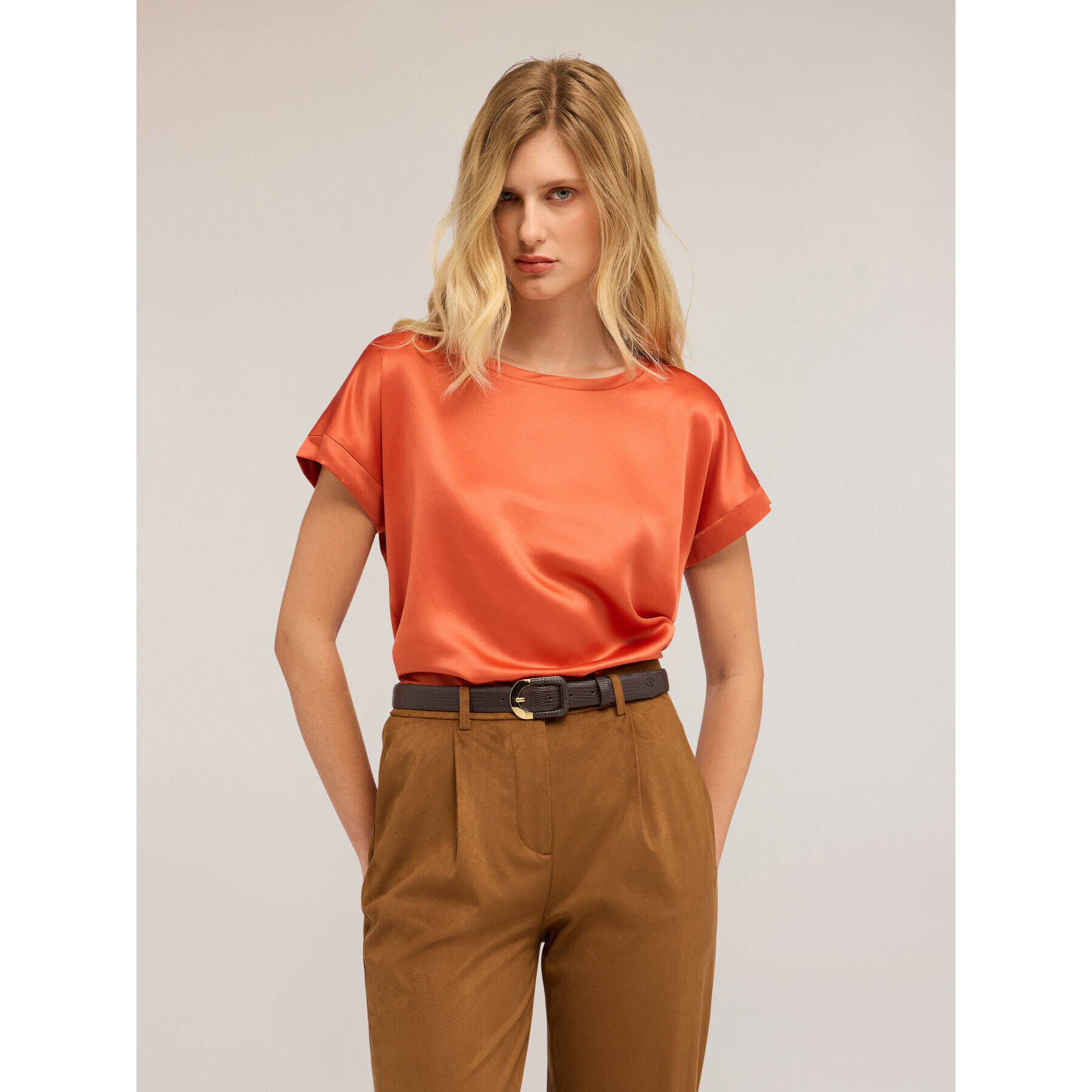 Motivi - T-shirt bimaterica - Arancione