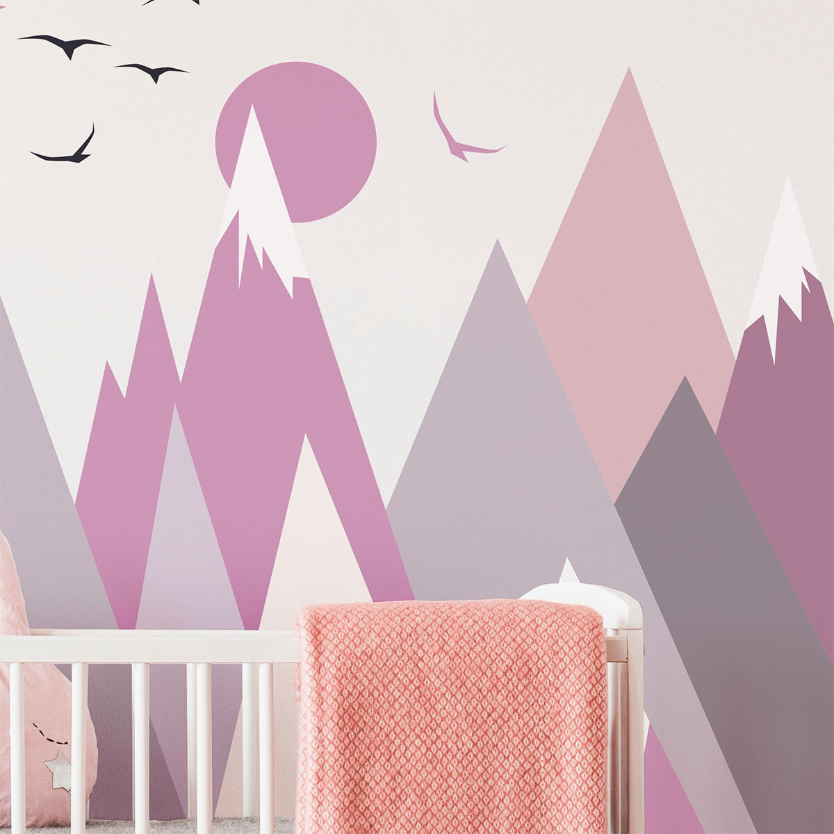Stickers muraux enfants - Décoration chambre bébé - Autocollant Sticker mural géant enfant montagnes scandinaves LARINKA