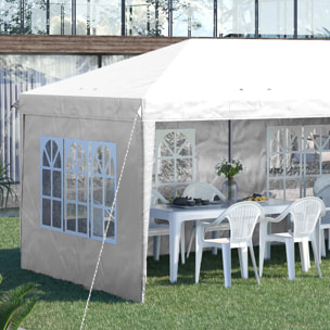 Carpa Plegable 6x3 m con 4 Laterales Desmontables Cenador de Jardín con 4 Ventanas Visibles y Bolsa de Transporte para Patio Terraza Blanco