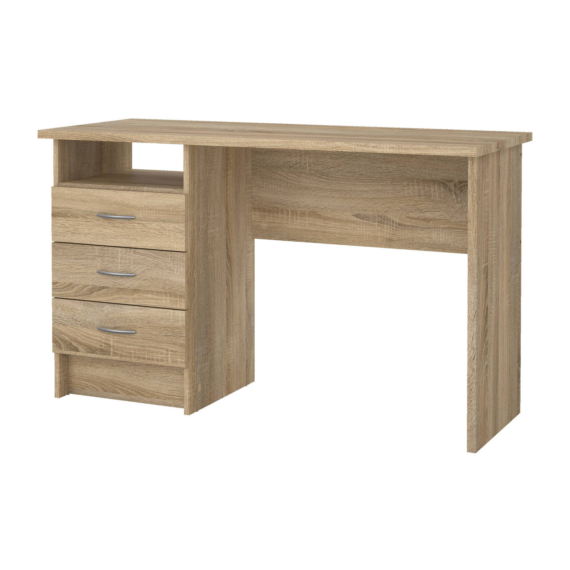 Scrivania Andre, Scrittoio multiuso, Tavolo per ufficio porta PC, Piano di lavoro, 120x48 h72 cm, Quercia