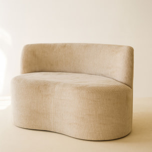 Canapé en tissu bouclette beige et structure en bois 2 places CÔME