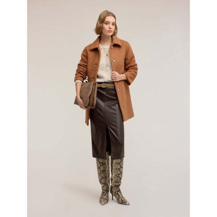 Motivi - Cappotto in panno bouclé - Marrone