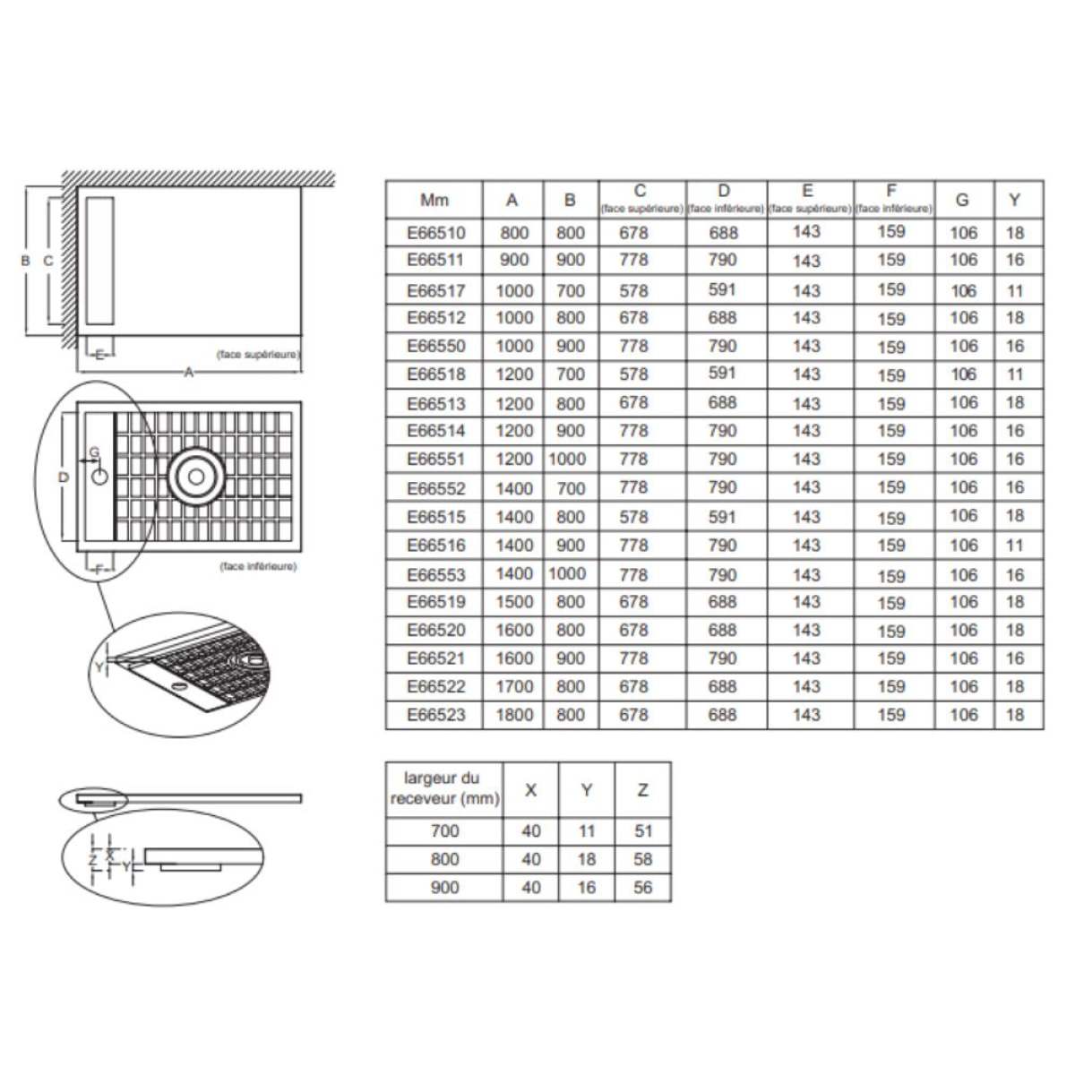 Receveur de douche 120 x 80 Flight Neus rectangle blanc