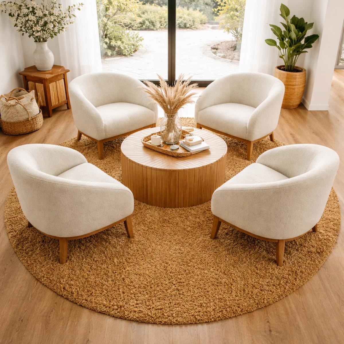 Tapis poils longs shaggy tissé motif uni RIBI