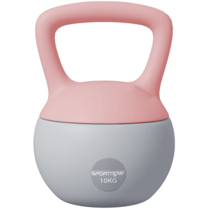 Pesa Rusa 10 kg, Soft Kettlebell Relleno de Arena Metálica y Mango Antideslizante, para Entrenamiento Culturismo en Casa, Gimnasio, Rosa Palo y Gris