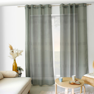 Voilage bohème à bandes ajourées - Sauge