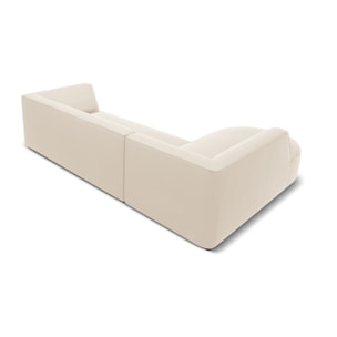 Canapé d'angle gauche "Charles" 4 places en velours beige