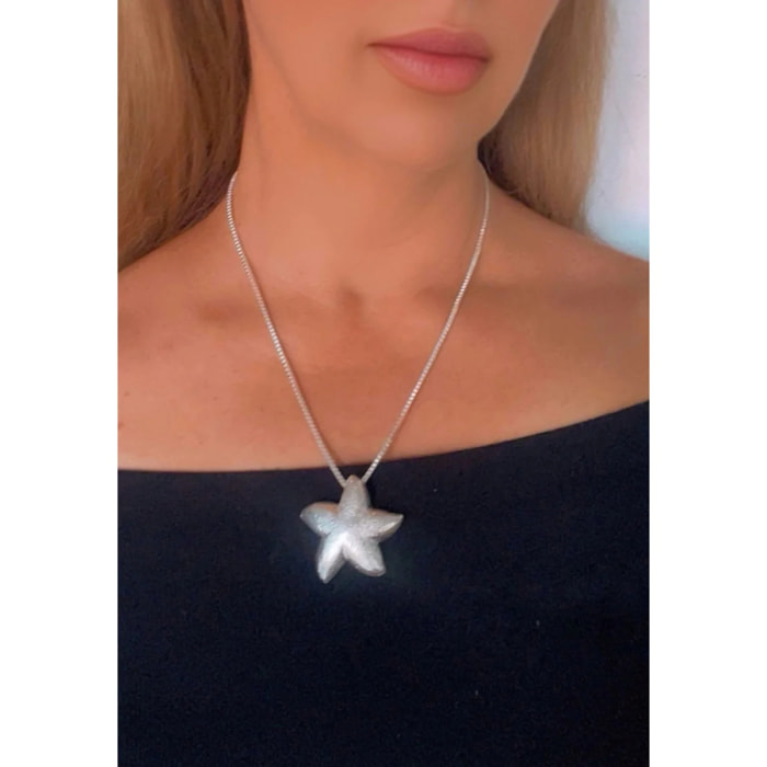 Collar estrella marina en plata 10µ y latón chapado. Largo50