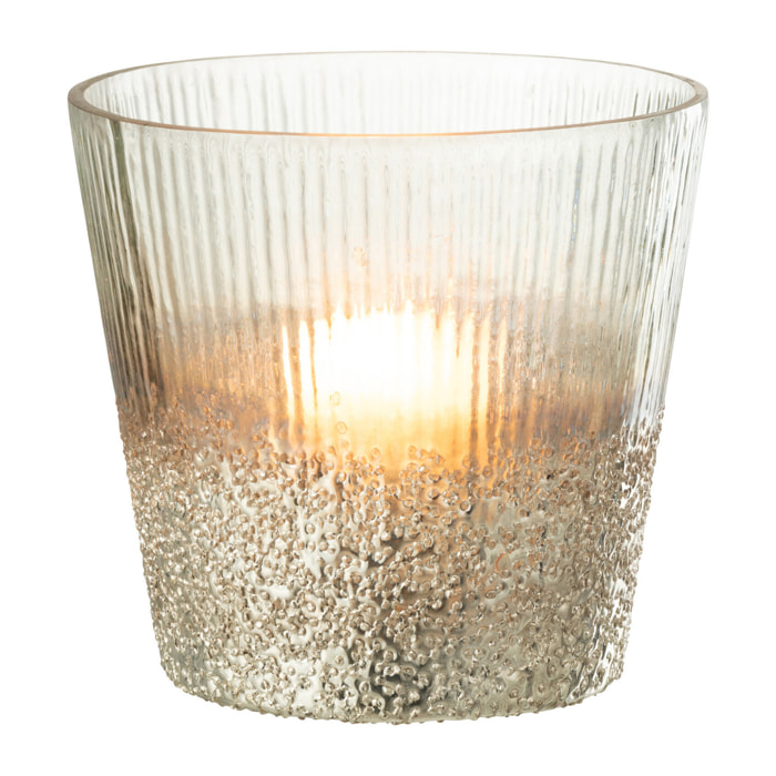 J-Line photophore Cotelé - verre - argent/transparent - large
