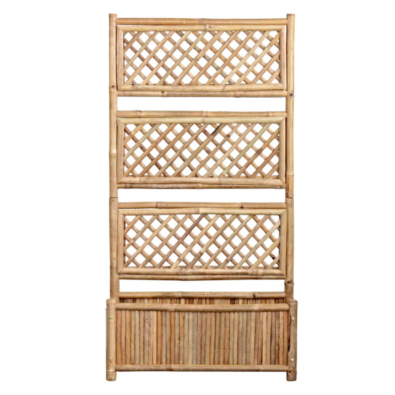 Fioriera in legno grigliato di bambù 70x30x134