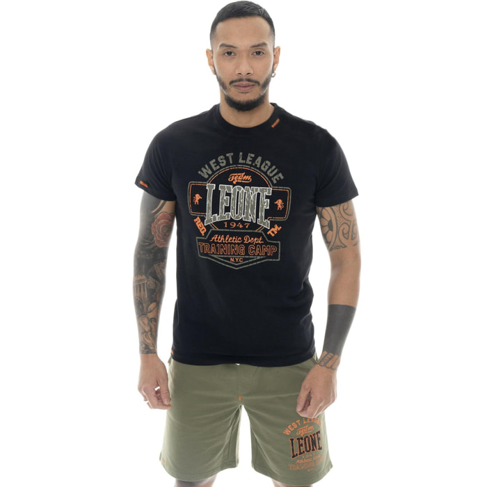 T-shirt da uomo a manica corta in cotone Leone Military 1947