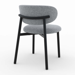 Lot de 2 chaises en tissu gris foncé chiné et pieds en métal noir - Nao