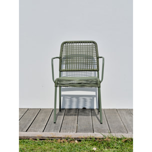MARCEAU - Lot composé de 2 fauteuils de jardin en corde et acier