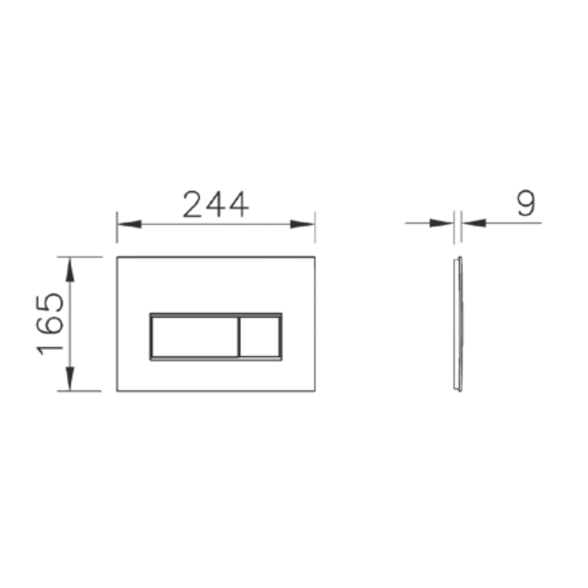 Root Square plaque de déclenchement double touche, chrome brillant (740-2380)