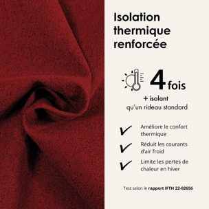 Rideau 100% occultant thermique phonique chiné - Rouge