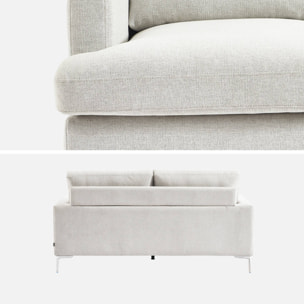 Canapé 3 places en tissu blanc cassé L 173 x P 90 x H 89cm - Hans