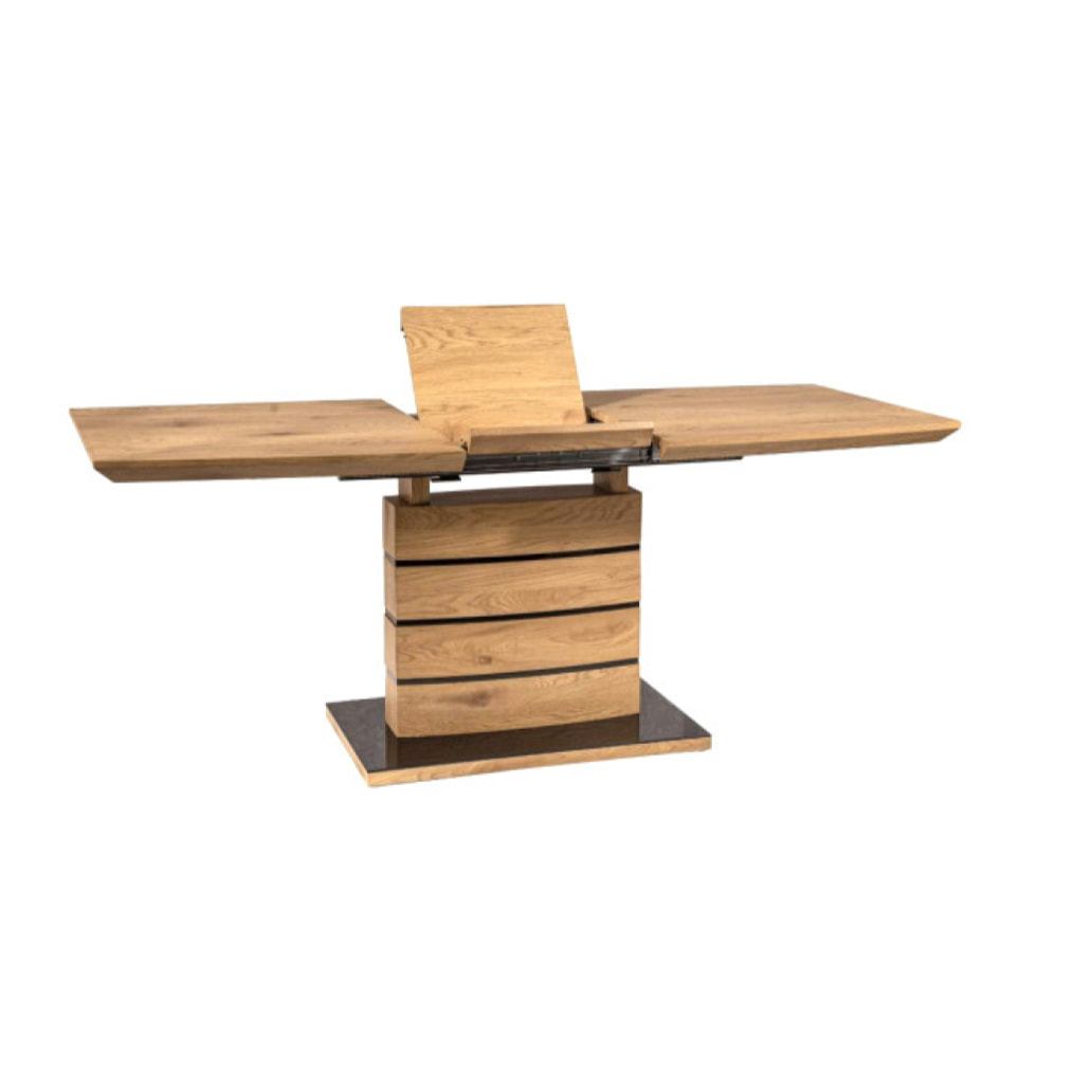 Table de repas extensible 140/180 cm pied centrale - 3 coloris - LEONAR