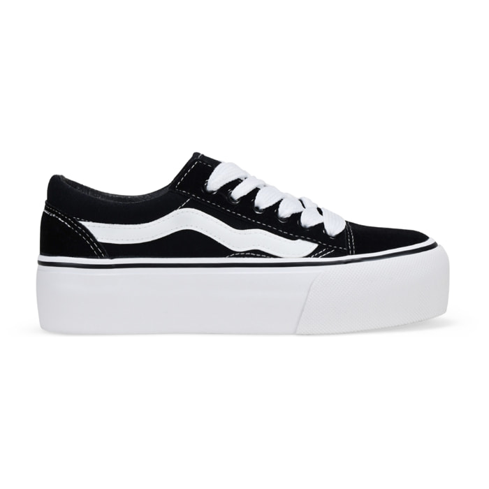 Zapatillas de tela negras con plataforma