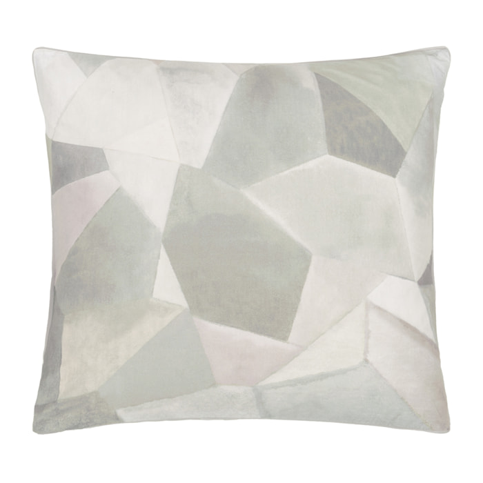 Taie d'oreiller imprimée en percale de coton, GEO MODERNE PEWTER, Beige