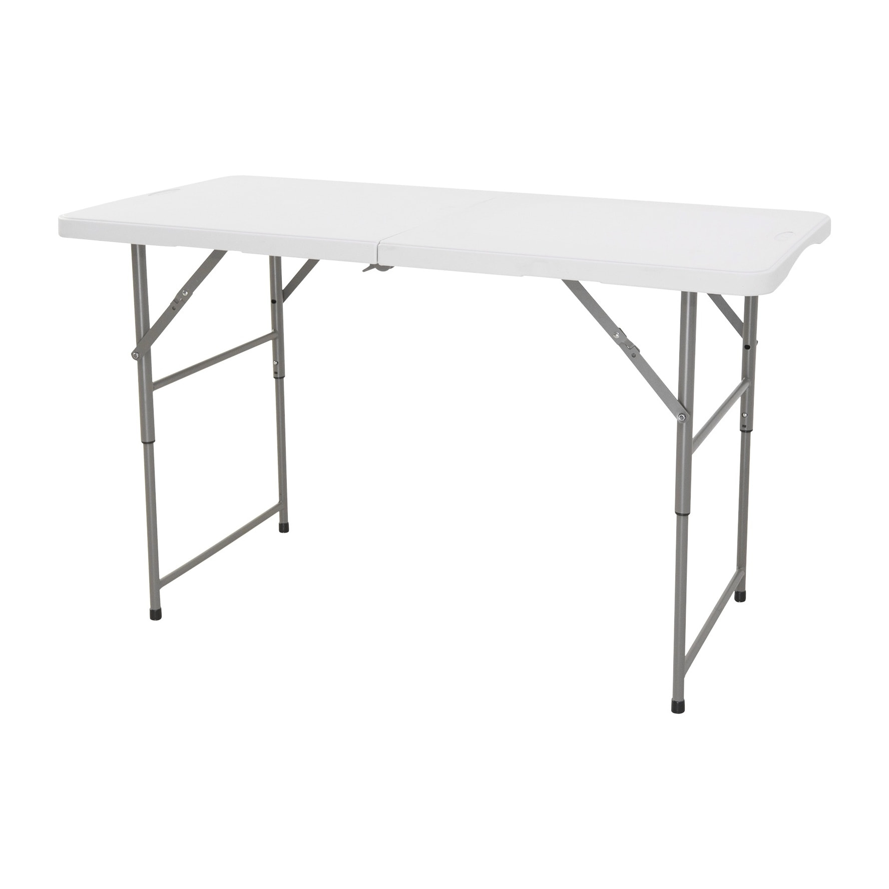 Mesa plegable de altura regulable 122x60x50-74cm, y set de 2 sillas plegables 51x45x85,5cm, ideal para exteriores