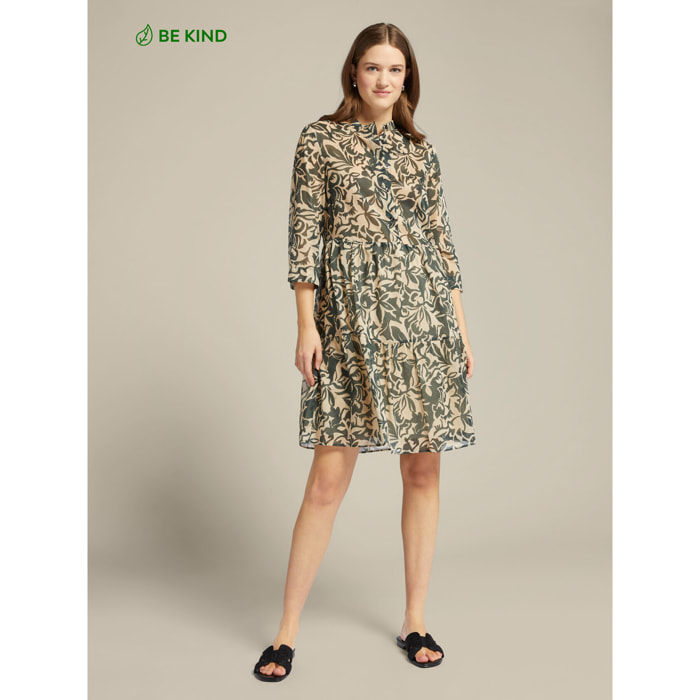 Elena Mirò - Vestido estampado de algodón orgánico - Militar