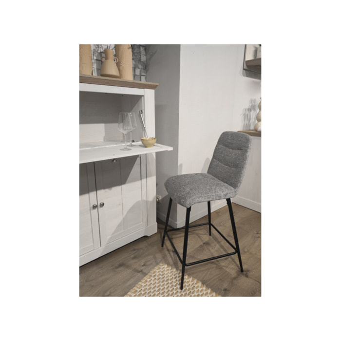 Tabouret de bar rembourré en tissu avec pied métal noir - LILA