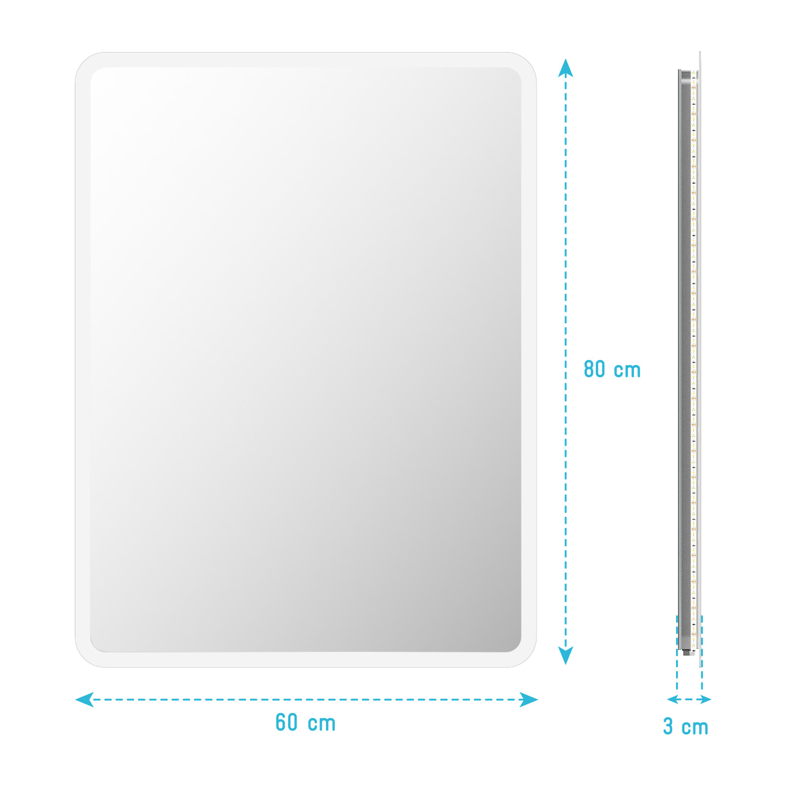 Miroir salle de bain avec eclairage LED - 60x80cm - GO LED