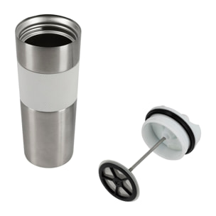 Taza de Viaje 460ml en Acero inoxidable y silicona Blanco LOVERS Bergner