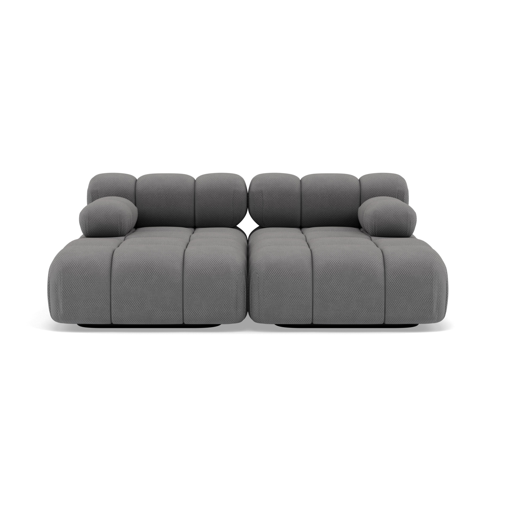 Ruby - canapé droit 4 places avec double méridienne - assise profonde - en velours texturé - Gris