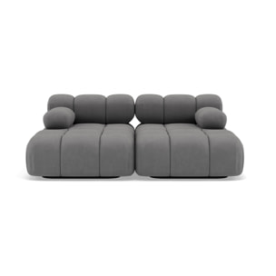 Ruby - canapé droit 4 places avec double méridienne - assise profonde - en velours texturé - Gris