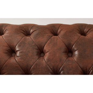 Winston - Canapé d'angle Chesterfield - 4 places - style industriel - gauche - Marron