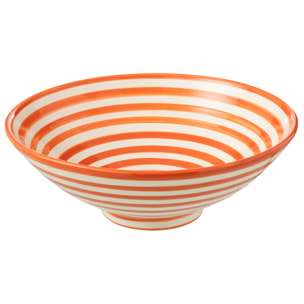J-Line bol Granada Stripes Lebrillo - céramique - blanc/orange