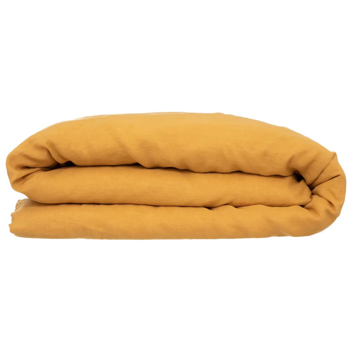 Housse de couette "Linah" - jaune ocre - lin lavé 240x220 cm