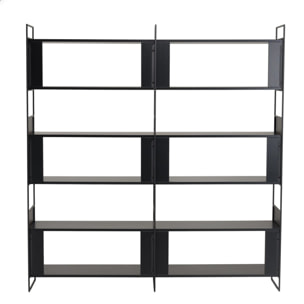 DALY - Étagère 10 niches 5 niveaux noire piètement métal