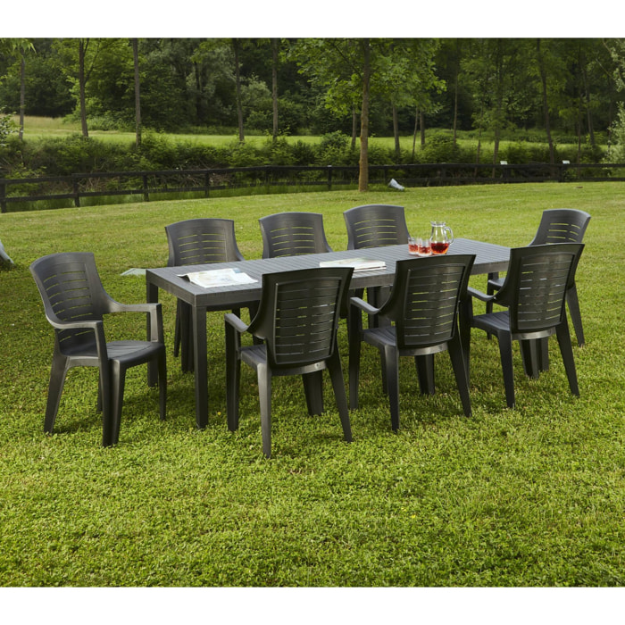 Tavolo da esterno Susa, Tavolo rettangolare allungabile da pranzo, Tavolo da giardino estensibile, 100% Made in Italy, Cm 150x90h72, Antracite