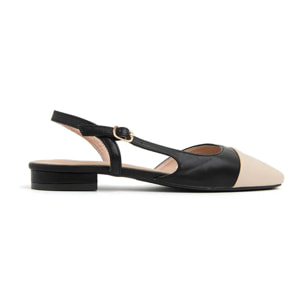 Slingback bassa bicolore - BEIGE/NERO