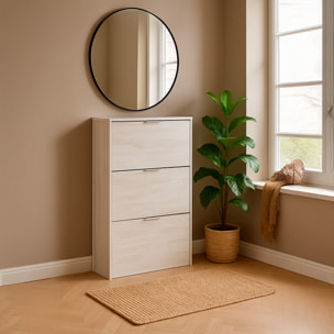 Scarpiera A Ribalta Salvaspazio 3 Ante E 6 Ripiani Mobile Portascarpe Fino A 20 Paia Di Scarpe Ingresso Corridoio 113 x 60 x 22 Cm Rovere Bianco