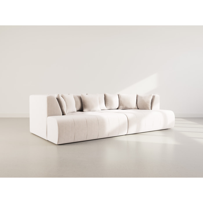 Onyx - canapé droit 4 places avec double méridienne - assise profonde - en velours côtelé - Beige