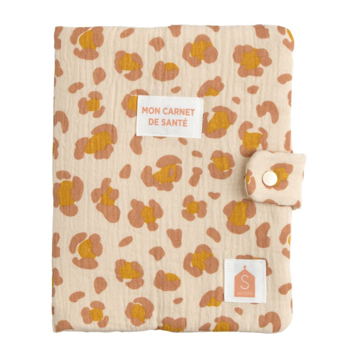 Protège carnet de santé léopard en gaze de coton