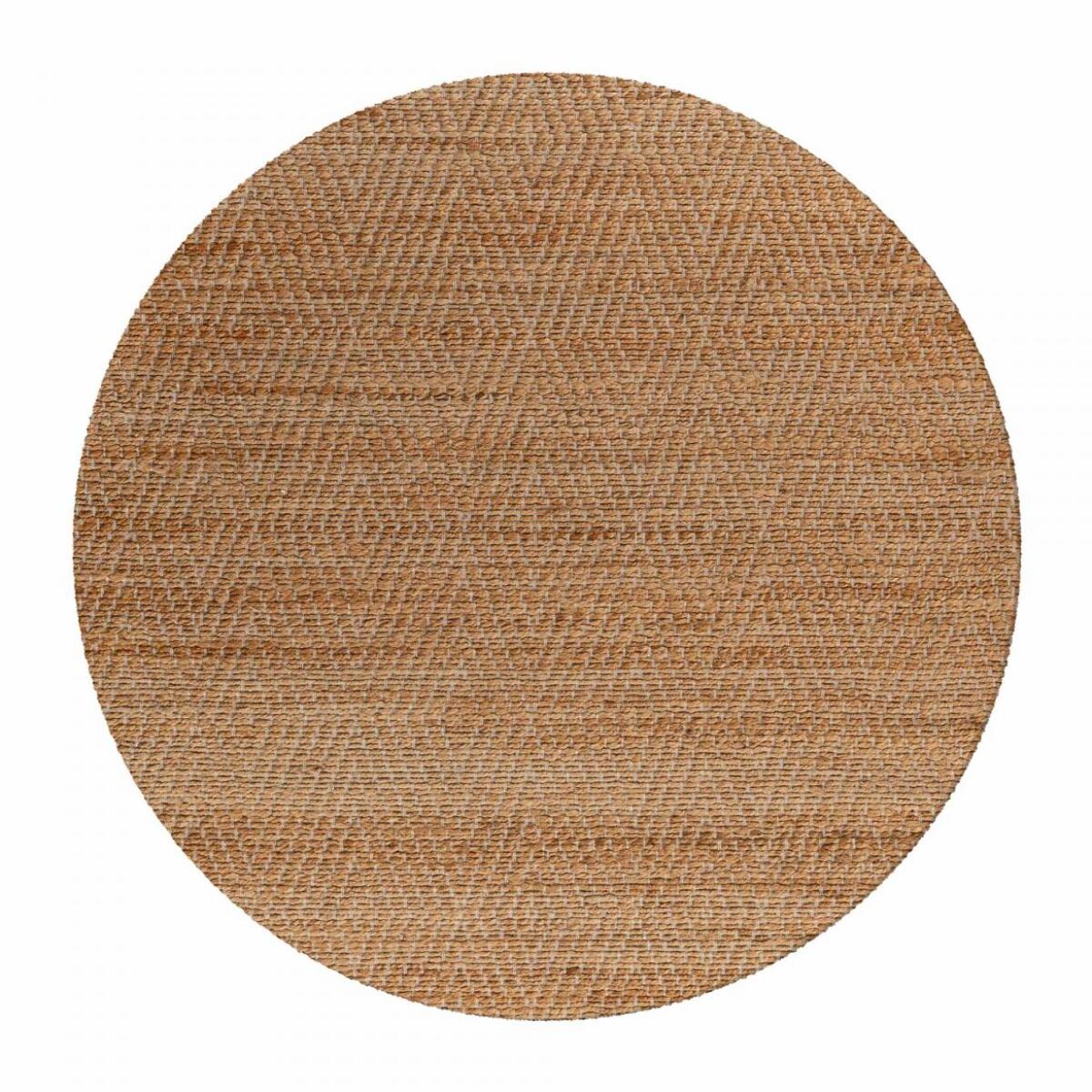 Tapis rond  en jute tissé main TOSIFA Beige motif uni à chevrons